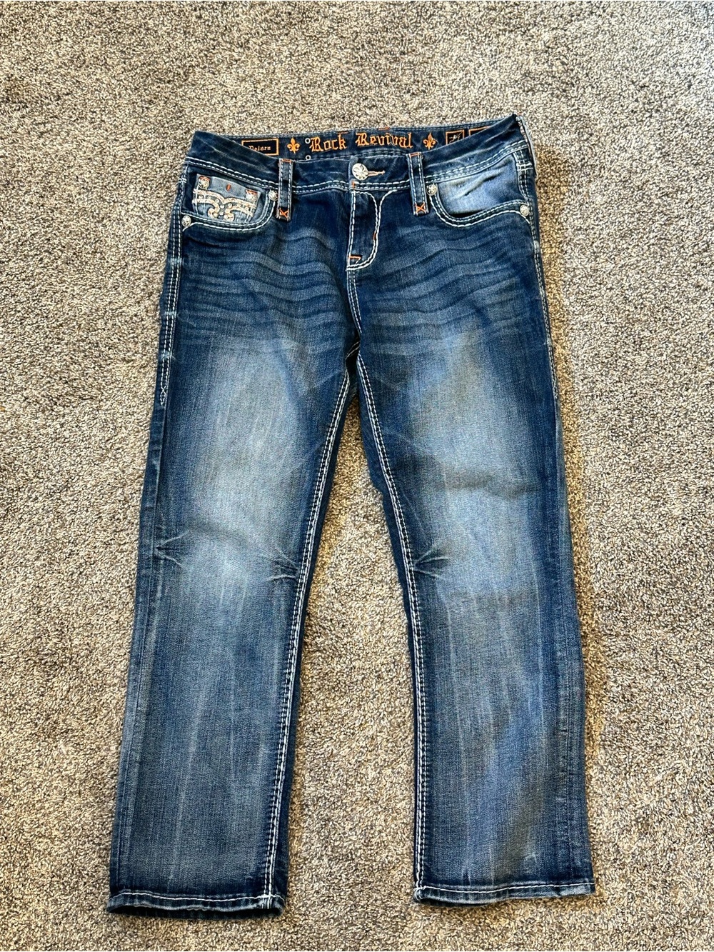 Rock Revival Dark Blue Slim Ankle Jeans
